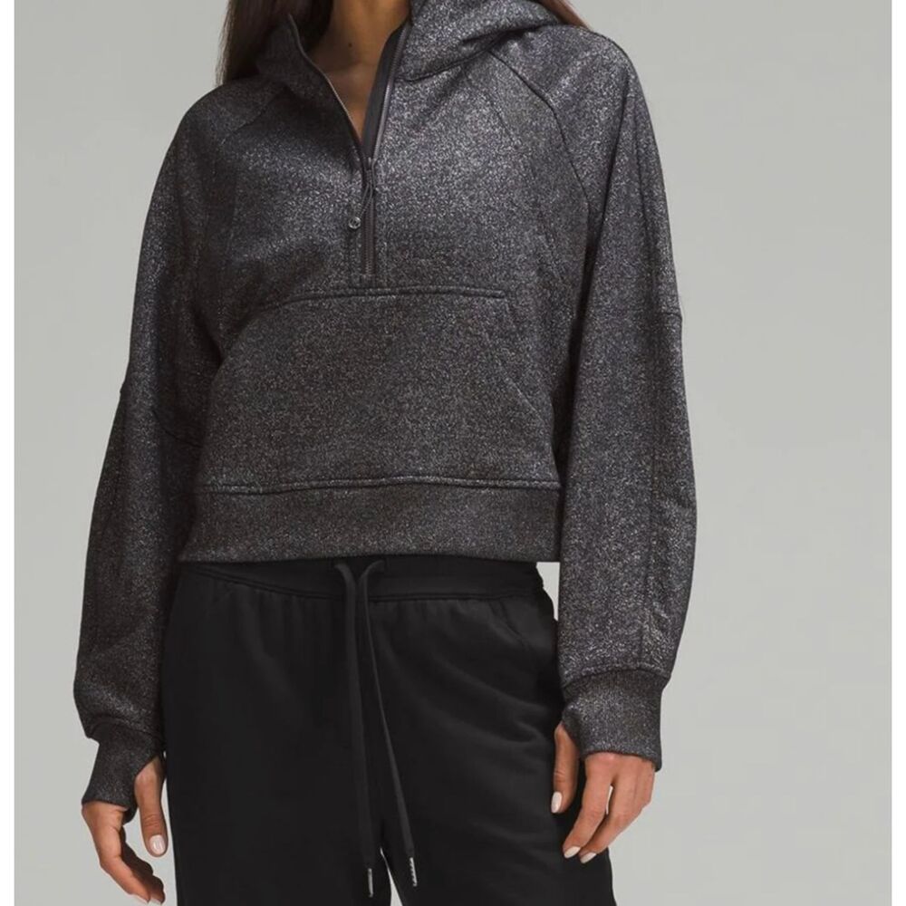 Lululemon Scuba Oversized Half Zip Hoodie Spark Black Silver Size XS/S